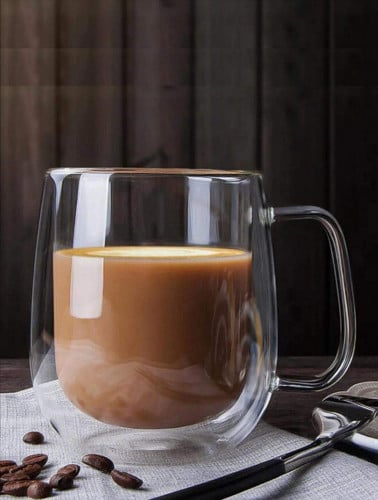 كوب زجاج مزدوج -دبل جلاس مقاوم للحرارة حجم 250 مل