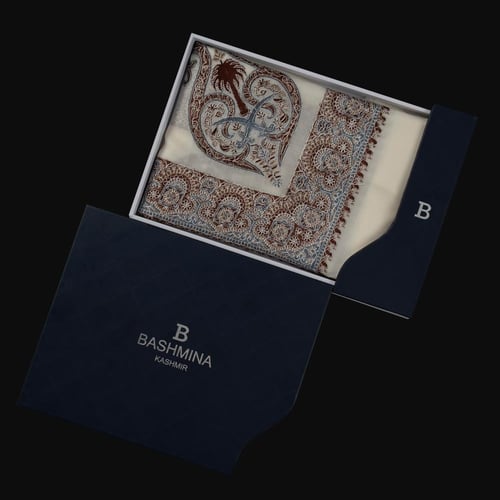 شال باشمينا ملكي فاخر - صوف كشميري 100% - بتصميم ا...