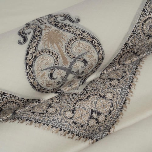 شال باشمينا ملكي فاخر - صوف كشميري 100% - بتصميم ا...