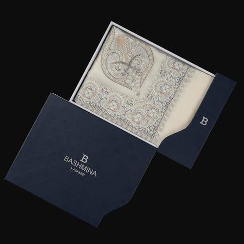 شال باشمينا ملكي فاخر - صوف كشميري 100% - بتصميم ا...