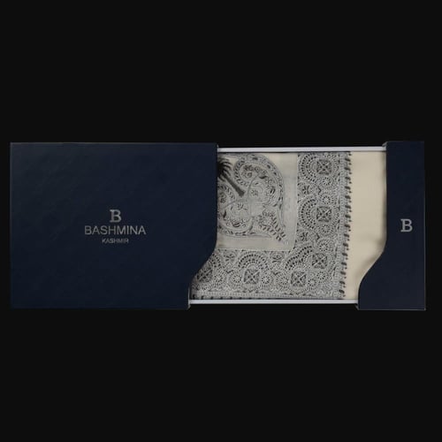 شال باشمينا ملكي فاخر - صوف كشميري 100% - بتصميم ا...