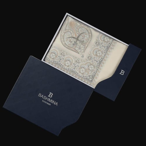 شال باشمينا ملكي فاخر - صوف كشميري 100% - بتصميم ا...