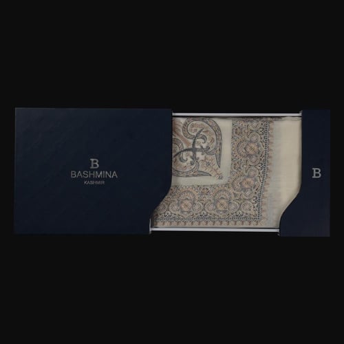 شال باشمينا ملكي فاخر - صوف كشميري 100% - بتصميم ا...