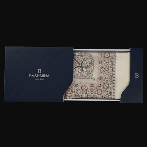 شال باشمينا ملكي فاخر - صوف كشميري 100% - بتصميم ا...