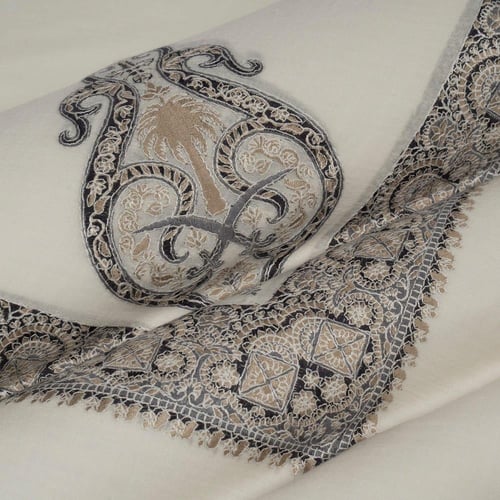 شال باشمينا ملكي فاخر - صوف كشميري 100% - بتصميم ا...