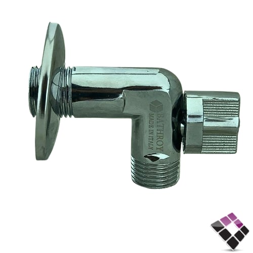 محبس زاوية BATHROY ايطالي مديل L لون كروم 1/2" رقم...