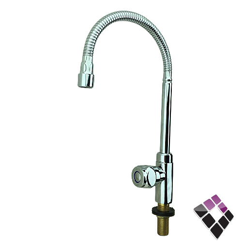 Single-line cold standing basin mixer, ORISA Chinese copper tree, chrome color + zipper neck, model OR004