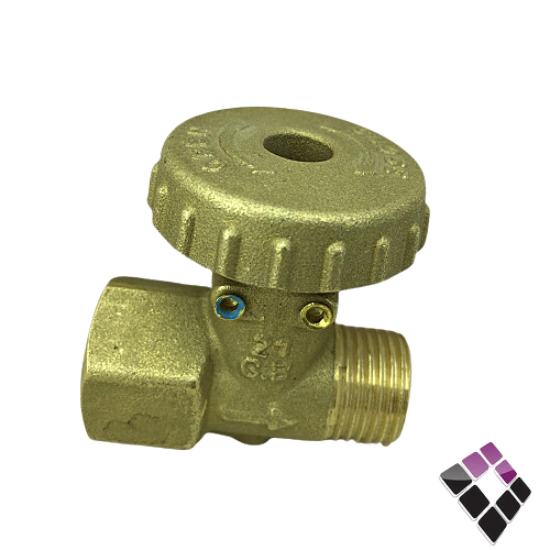 FOKER Italian original brass gas valve, external year, right, 1/2"