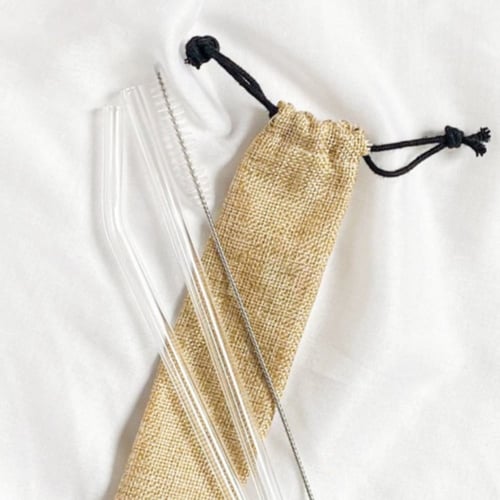 2 مصاص زجاج+منظف +حقيبة