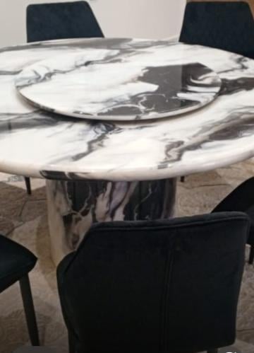 طاولة طعام رخام دائرية 8 كراسي