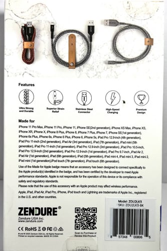 كيبل زندور 1متر قماش منفذ USB ايفون