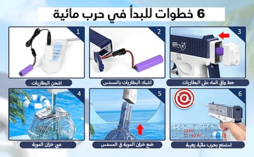 مسدس موية بالبطاريات طلق متواصل | ازرق