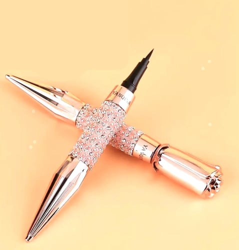 قلم تحديد عيون سائل أسود بحجر الراين