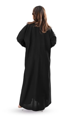 عباية كريب بتطريز يدوي بلون كحلي