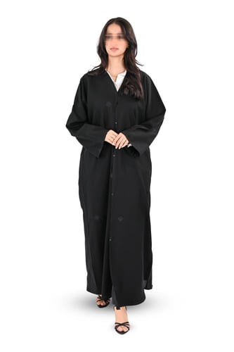 عباية كريب مطرز منثور اسود