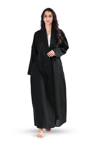 عباية كريب بتطريز اسود