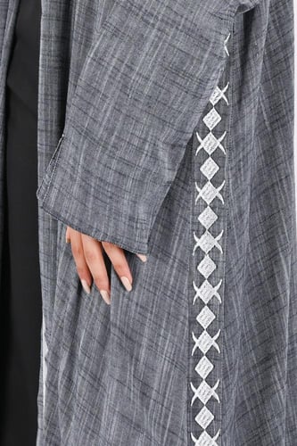 عباية كتان لنن مطرز