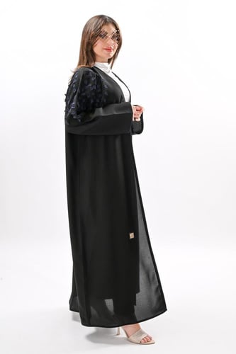 عباية كريب بتطريز هاري كحلي