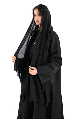 عباية كريب مطرز اسود