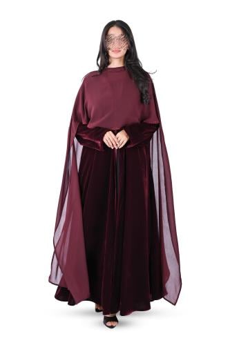 عباية مخمل شتوي مع شال