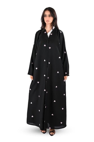 عباية كريب مطرز ملون