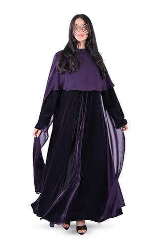 عباية مخمل شتوي مع شال