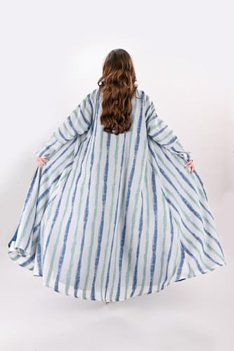 عباية لنن مقلم - سماوي و تفاني