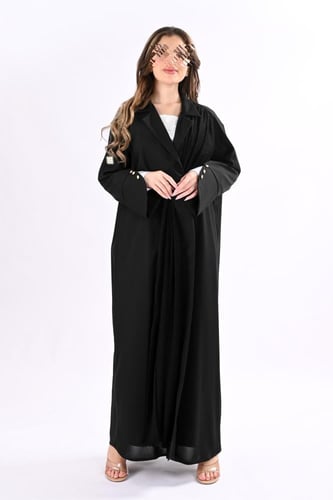 عباية كريب مع قماش مكسر