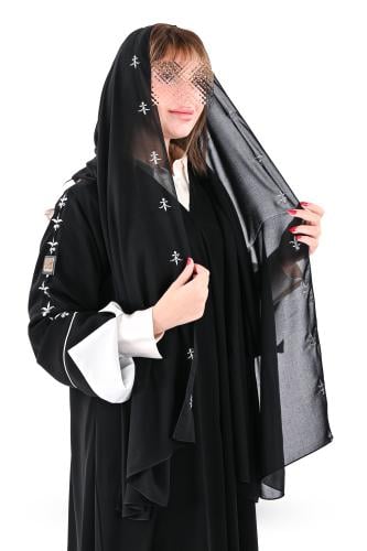 عباية ملكي بتطريز ابيض