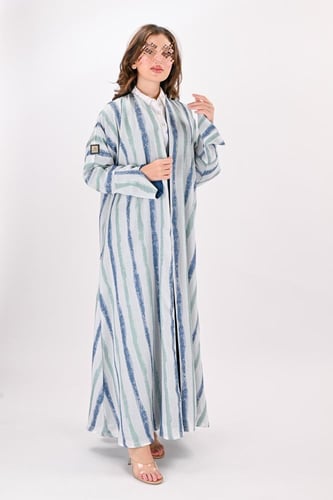 عباية لنن مقلم - سماوي و تفاني