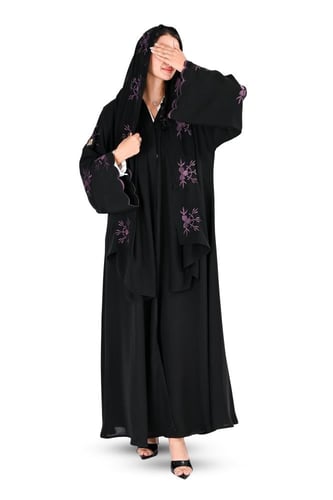 عباية انترنت بتطريز موف