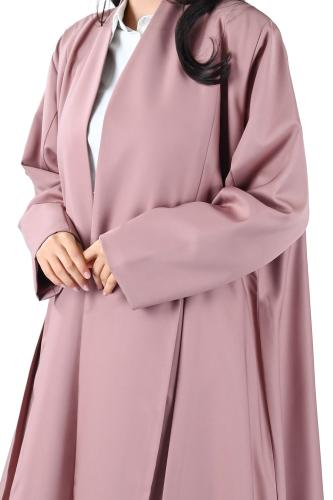 عباية كريب بليزر مبطن وردي