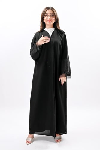 عباية كريب بتطريز اسود