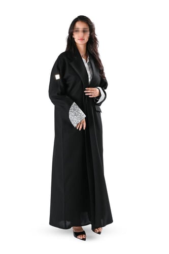 عباية كريب شك يدوي فضي