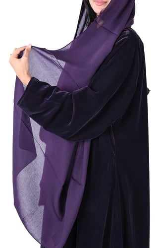 عباية مخمل شتوي سادة موف