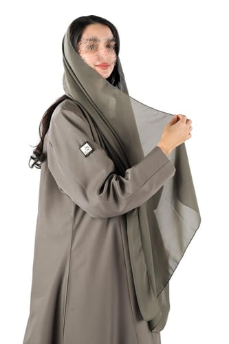 عباية كريب بليزر مبطن رصاصي