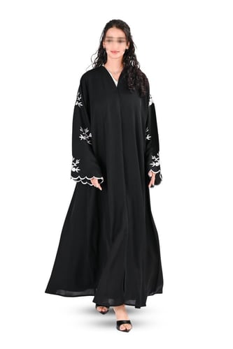 عباية انترنت بتطريز ابيض
