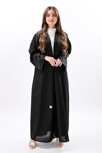 عباية كريب بتطريز يدوي اسود