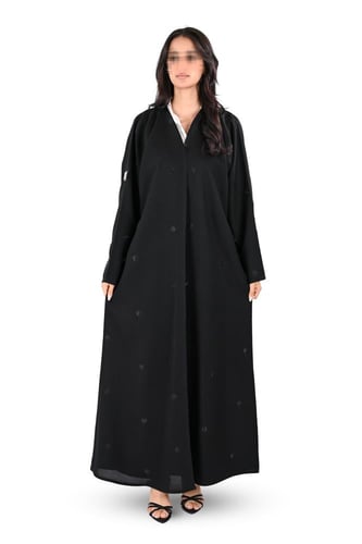 عباية كريب مطرز اسود