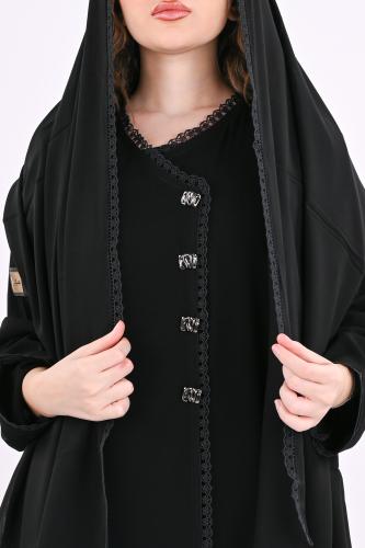 عباية ملكي بكلفة و اكسسوار رصاصي