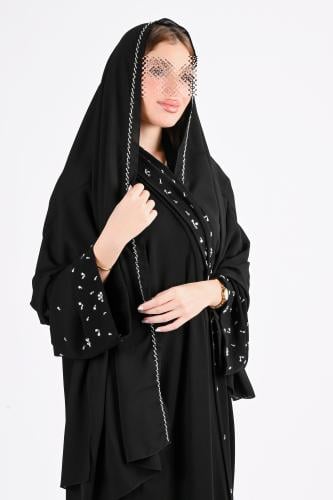 عباية ملكي بتطريز يدوي فضي