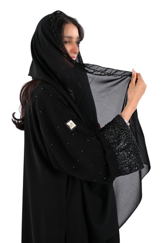 عباية ملكي كلوش شك يدوي اسود