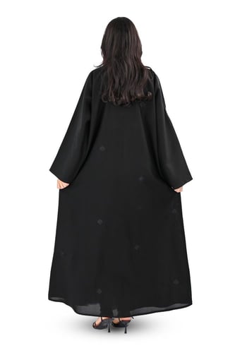 عباية كريب مطرز منثور اسود
