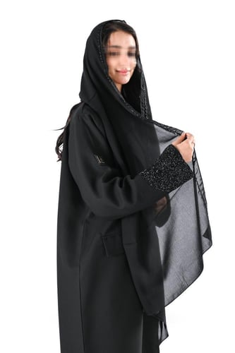 عباية كريب شك يدوي اسود