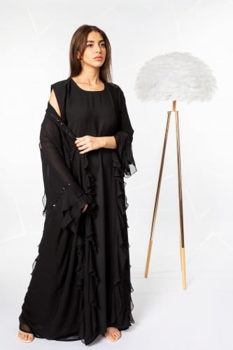 فستان تحت العباية باللون الاسود