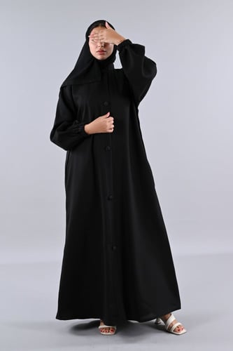 عباية كريب بكم مطاط و ازرار