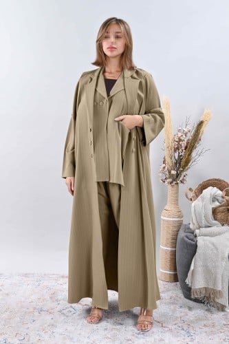 عباية بليزر طقم مع بدلة باللون بيج