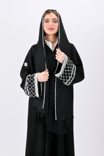 عباية ملكي بتطريز فضي يدوي