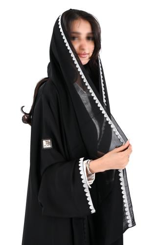 عباية انترنت بتطريز ابيض