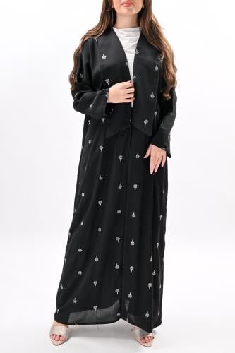 عباية كريب أرماني بتطريز فضي